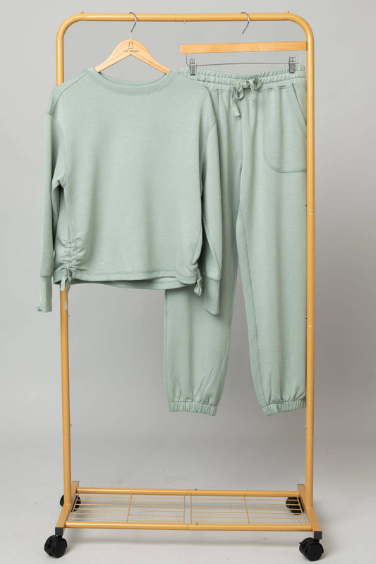 Silky Soft Ruched Side Top + Pull On Jogger Set