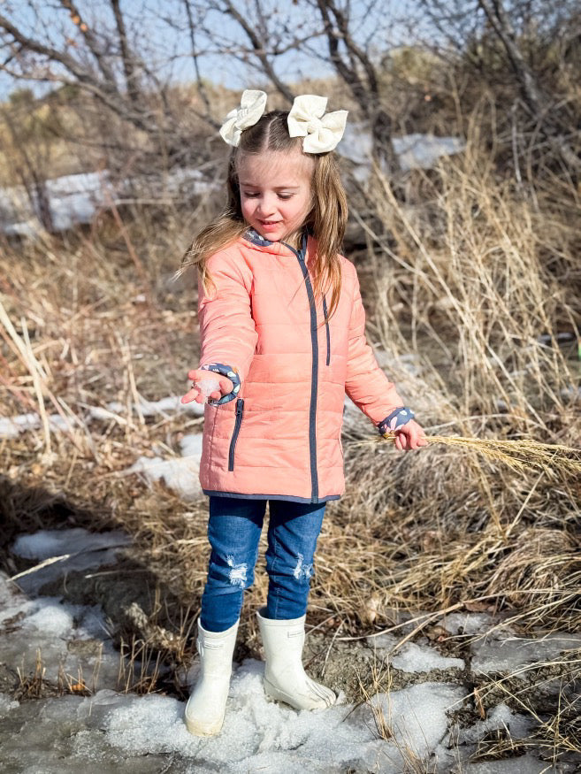 Flowers Lightweight Puffy Jacket - Kids Outdoor Adventure Wear