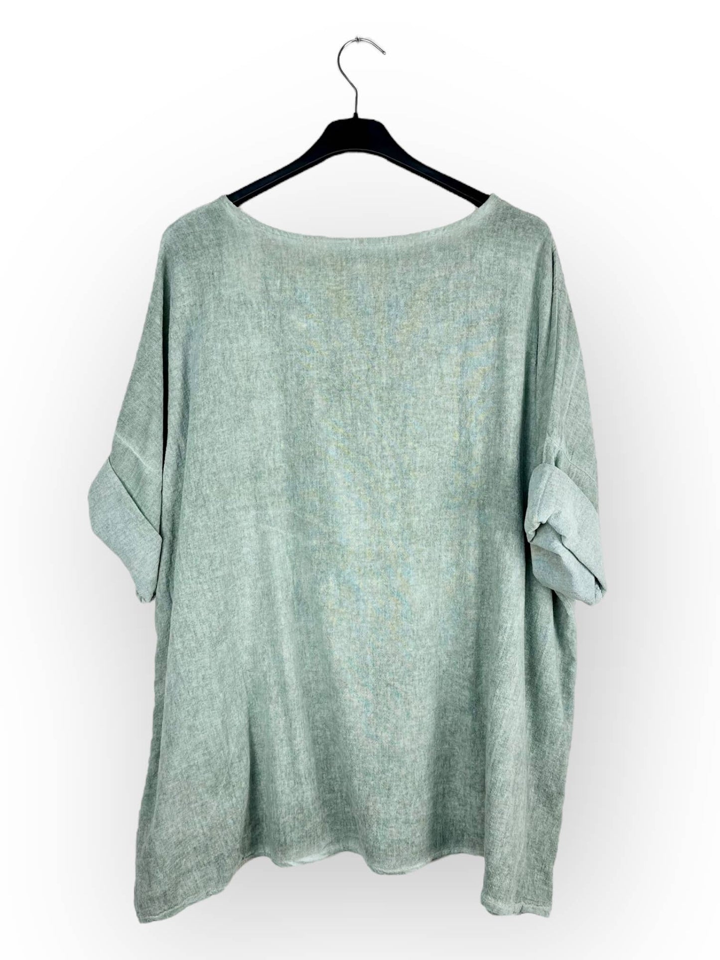 Plain top in linen and cotton with two pockets Made in Italy