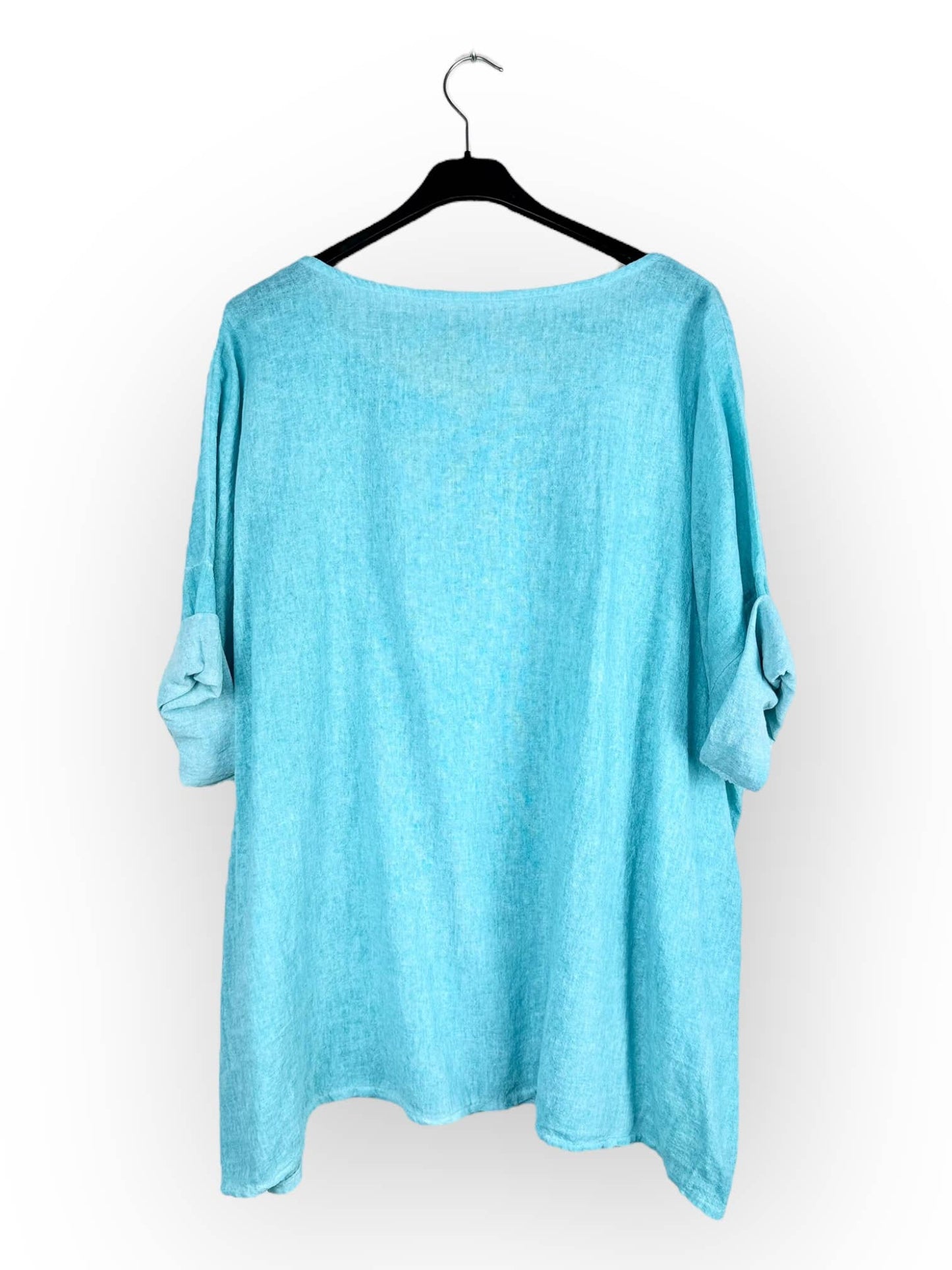 Plain top in linen and cotton with two pockets Made in Italy
