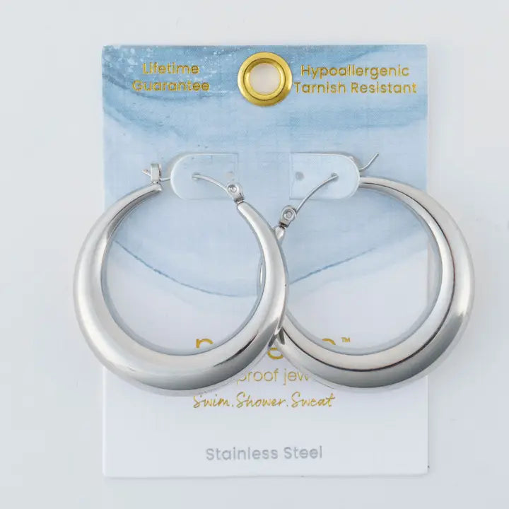 Rounded Pin Catch Hoop Earrings Narelle Waterproof Jewelry