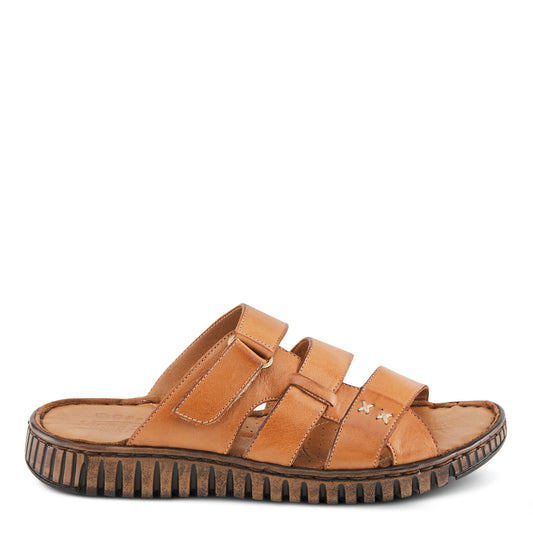 OLLY CAMEL Leather Slip On Sandal