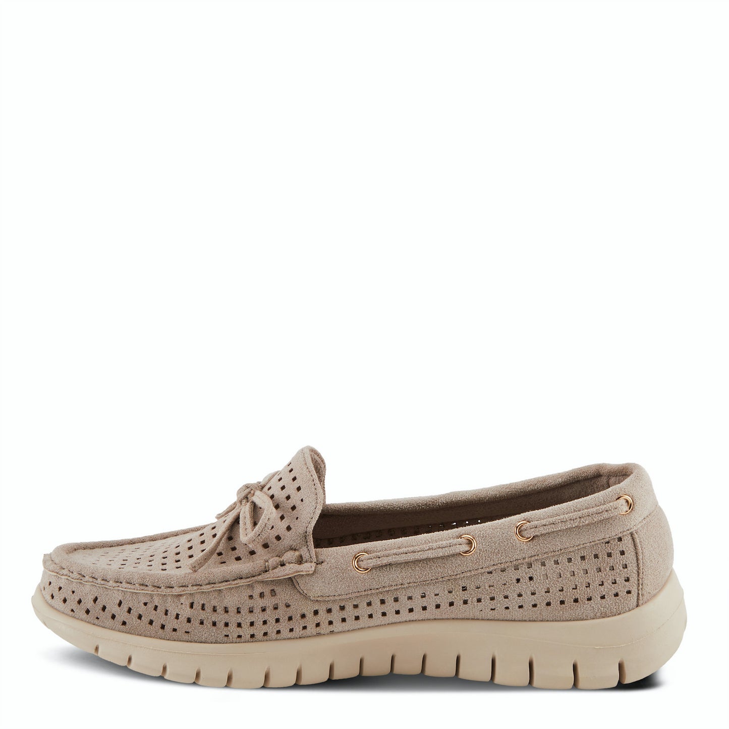 Aboard Beige Square-Dot Moccasins by Patrizia