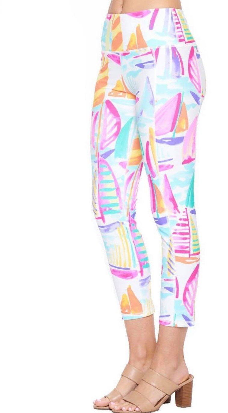 ARYEH SAIL BOAT CROPPED LEGGINGS