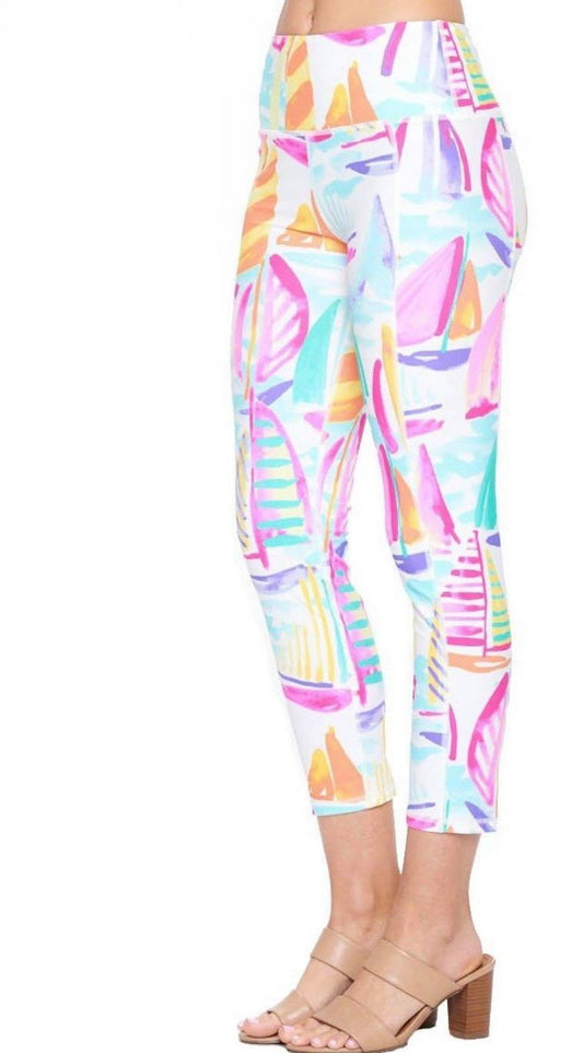 ARYEH SAIL BOAT CROPPED LEGGINGS
