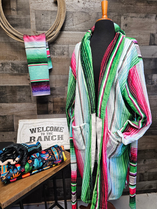 Turquoise Serape Women's Western Bath Robe