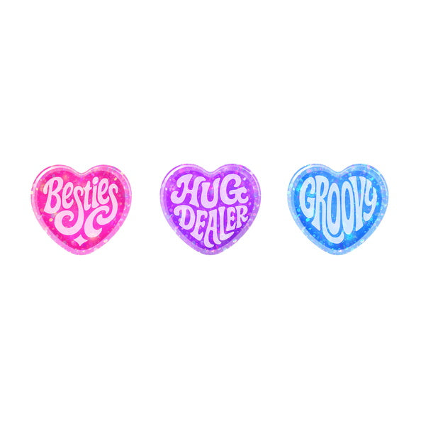 Sparkle Hearts Teenie NeeDoh set of three small, sparkly, heart-shaped, dough-filled sensory toys