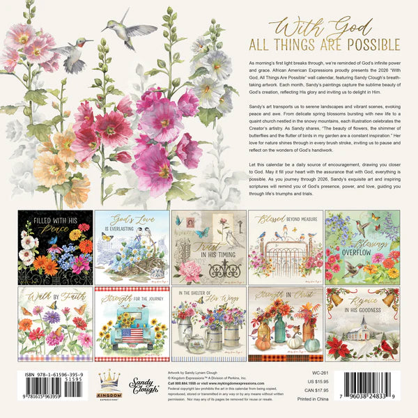 2026 With God all Things are Possible Wall Calendar | FashionMojos.com