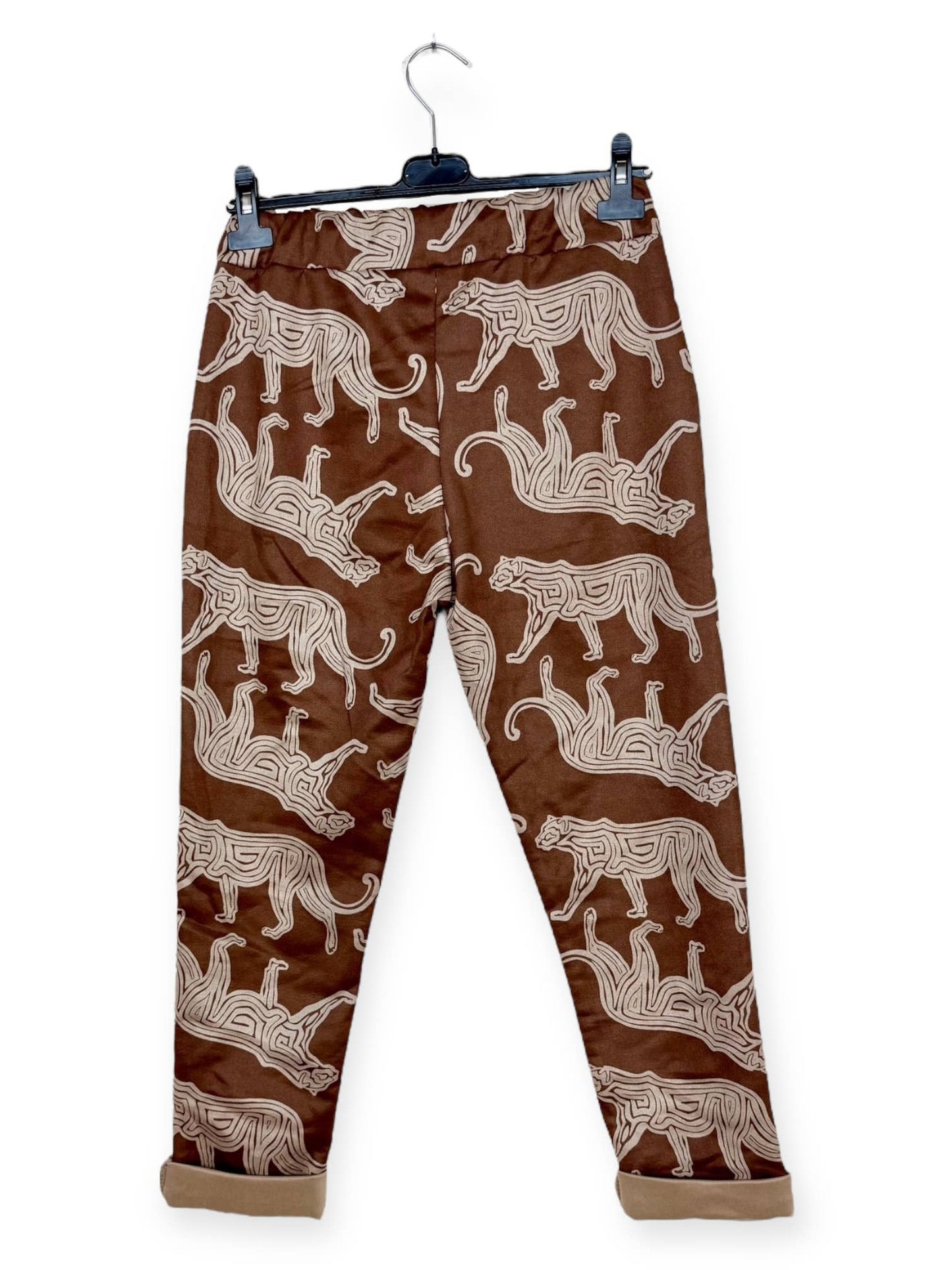 Brown & Tan Geo Patterned Jogger Pants: Pattern 1 One Size Fits Most