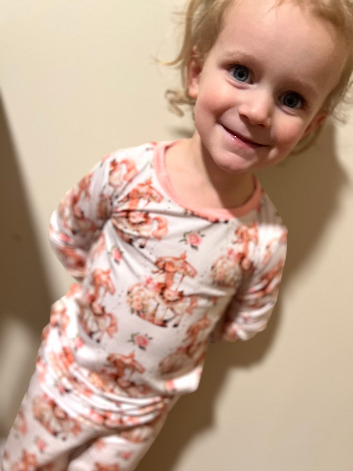 Children's Carousel Horse Print Two-Piece Pajama Set