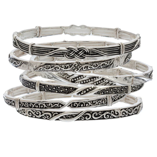 Designer Silver Stretch Assorted Bracelets by Howard's - Mystery Pick - Each Sold Separately