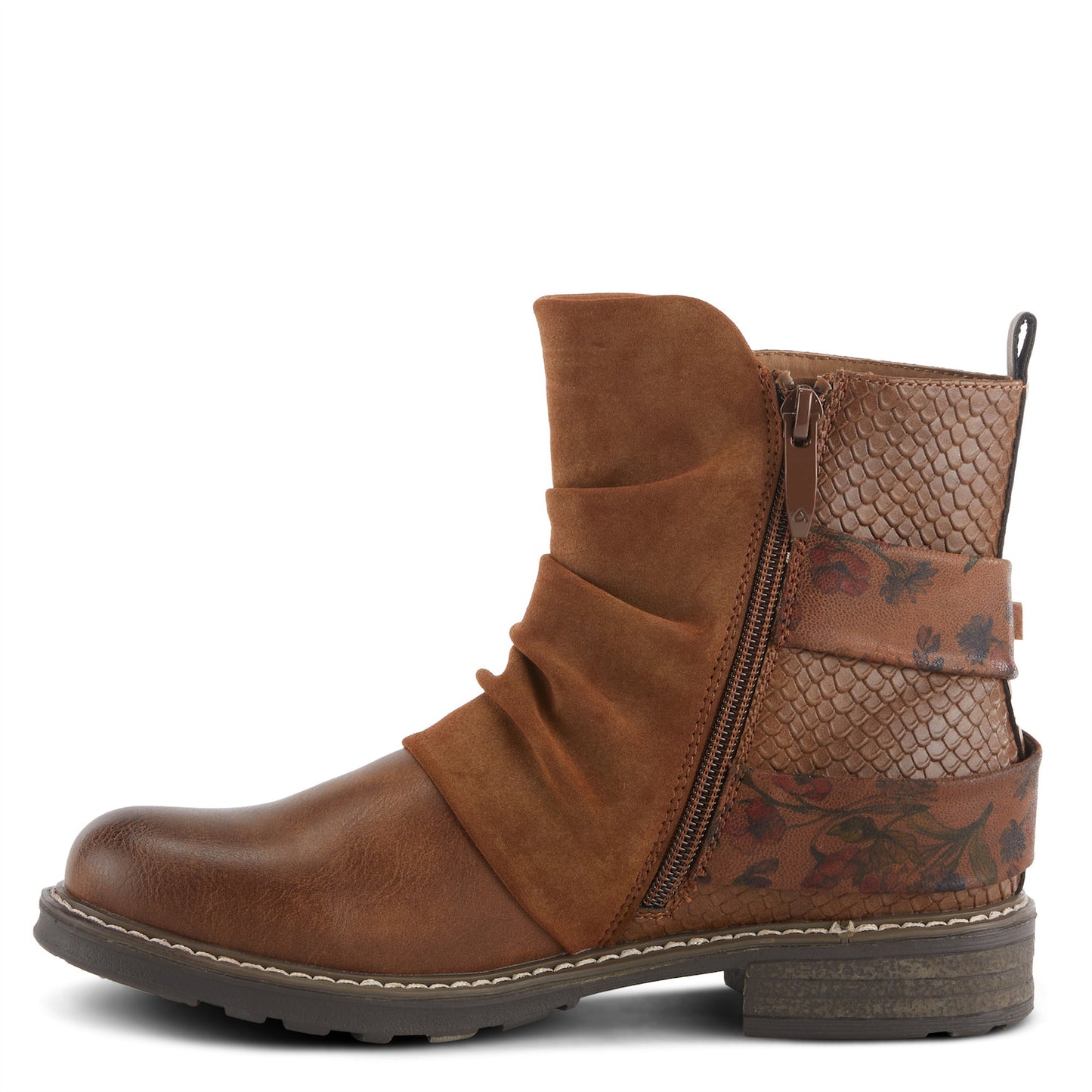 GOSSIFLEUR - Camel Short Different Texture Boot by Patrizia
