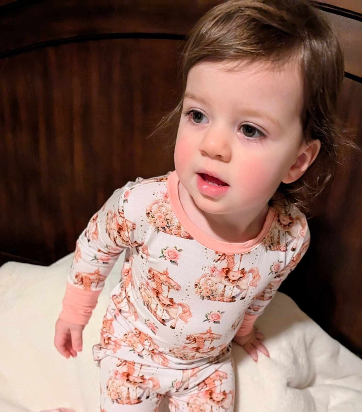 Children's Carousel Horse Print Two-Piece Pajama Set