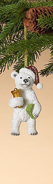 BELL 3.9INH RESIN HOLIDAY POLAR BEAR FIGURINE ORNAMENT