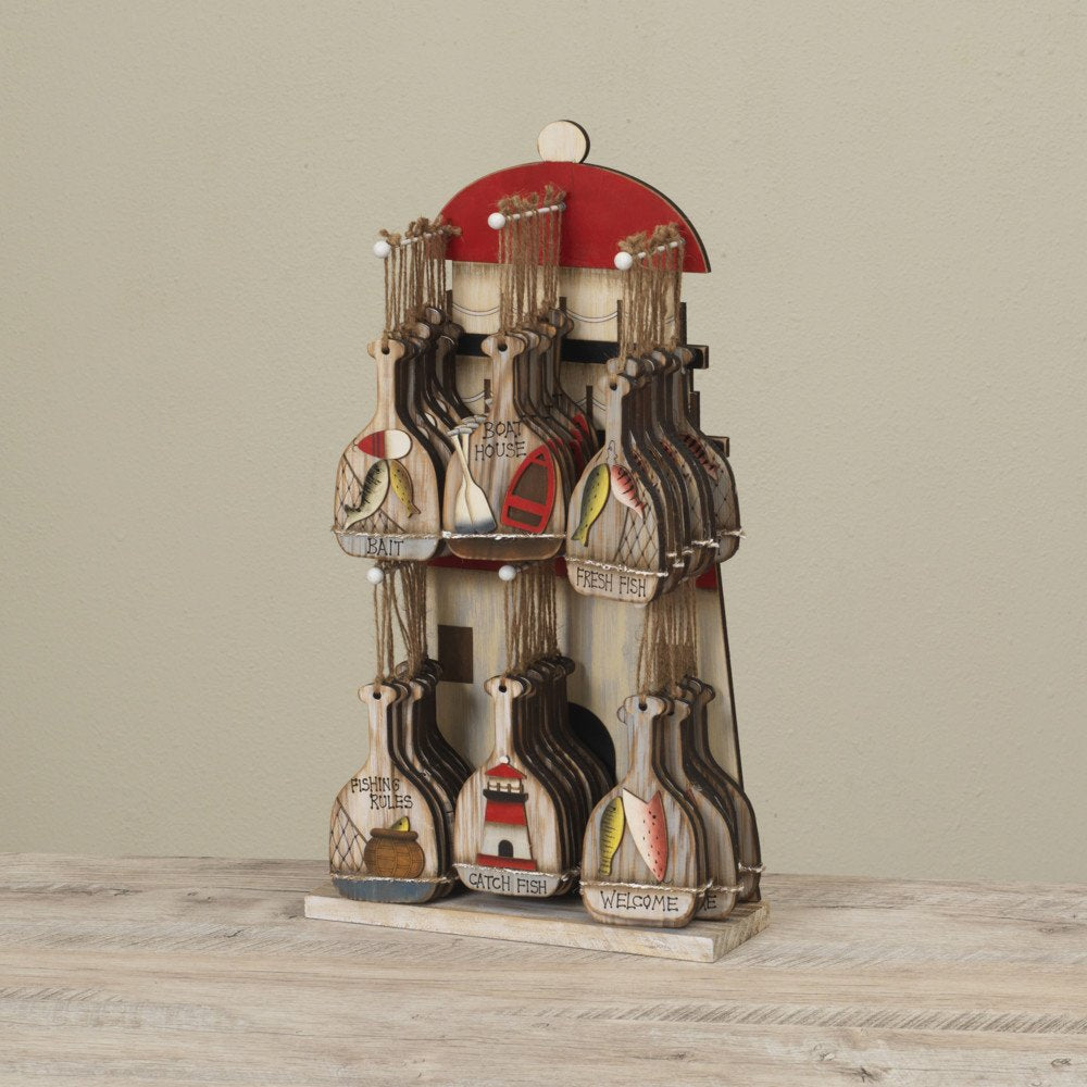 5.3in H Wood Nautical Oar Ornament 12 Assorted