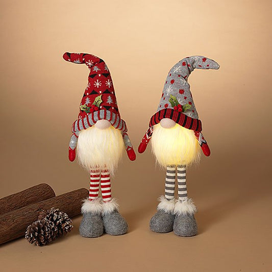 19in B/O Lighted Plush Standing Gnome 2 Asst