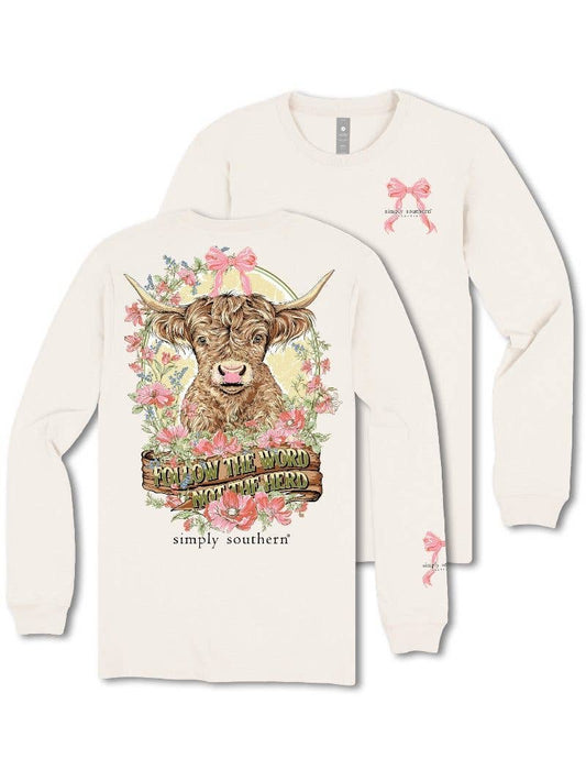 Follow the Word not the Herd YOUTH-LS-HERD-LINEN Cream Long Sleeve Tee by Simply Southern