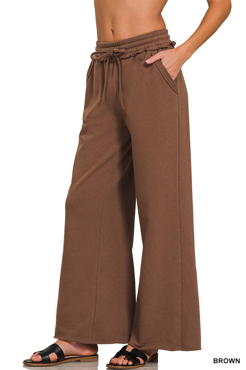Fleece Exposed Seam Wide Leg Sweatpants