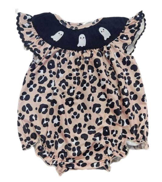 Leopard ghost embroidery Romper