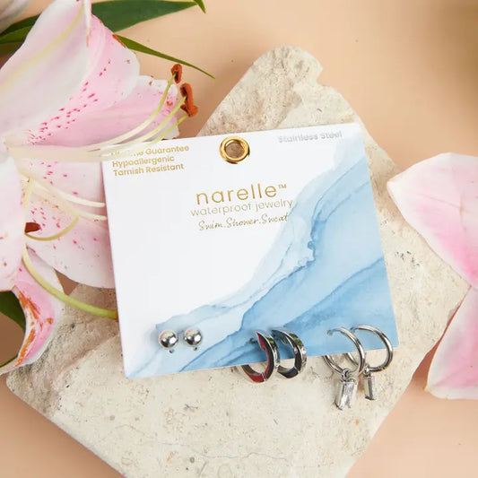 CZ Charm Hoop Trio Earrings Narelle Waterproof Jewelry