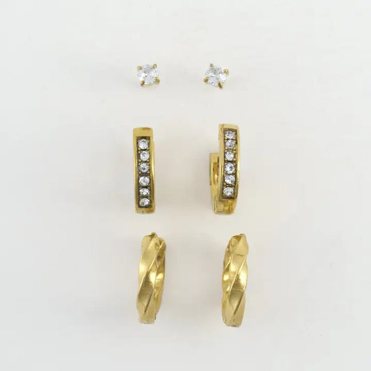 Pave Hoop Trio Earrings Narelle Waterproof Jewelry