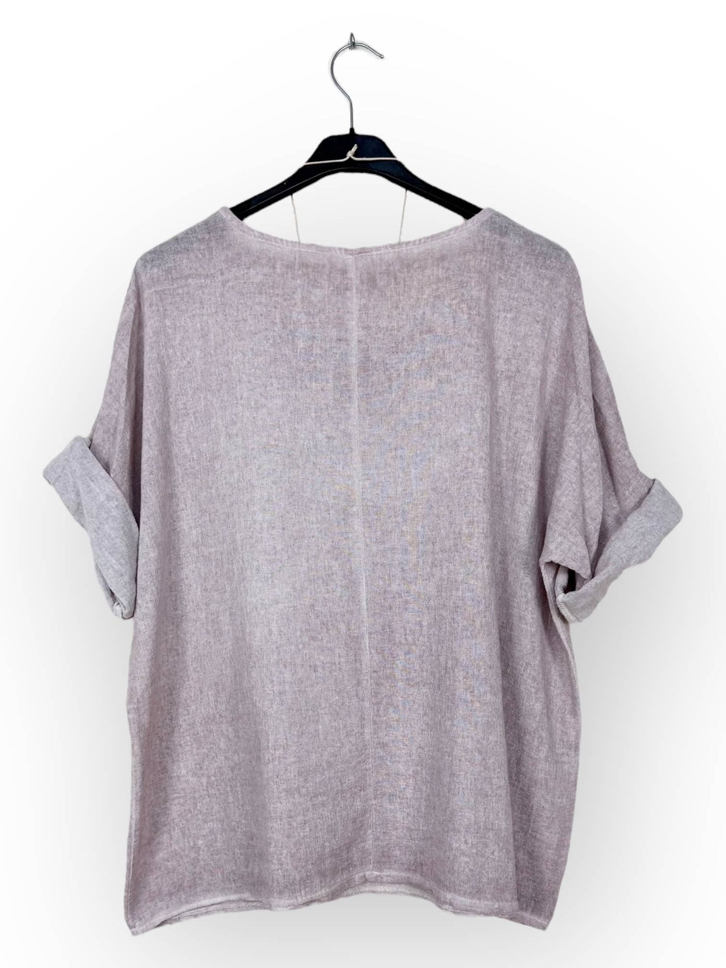 Washed cotton top with necklace Made in Italy