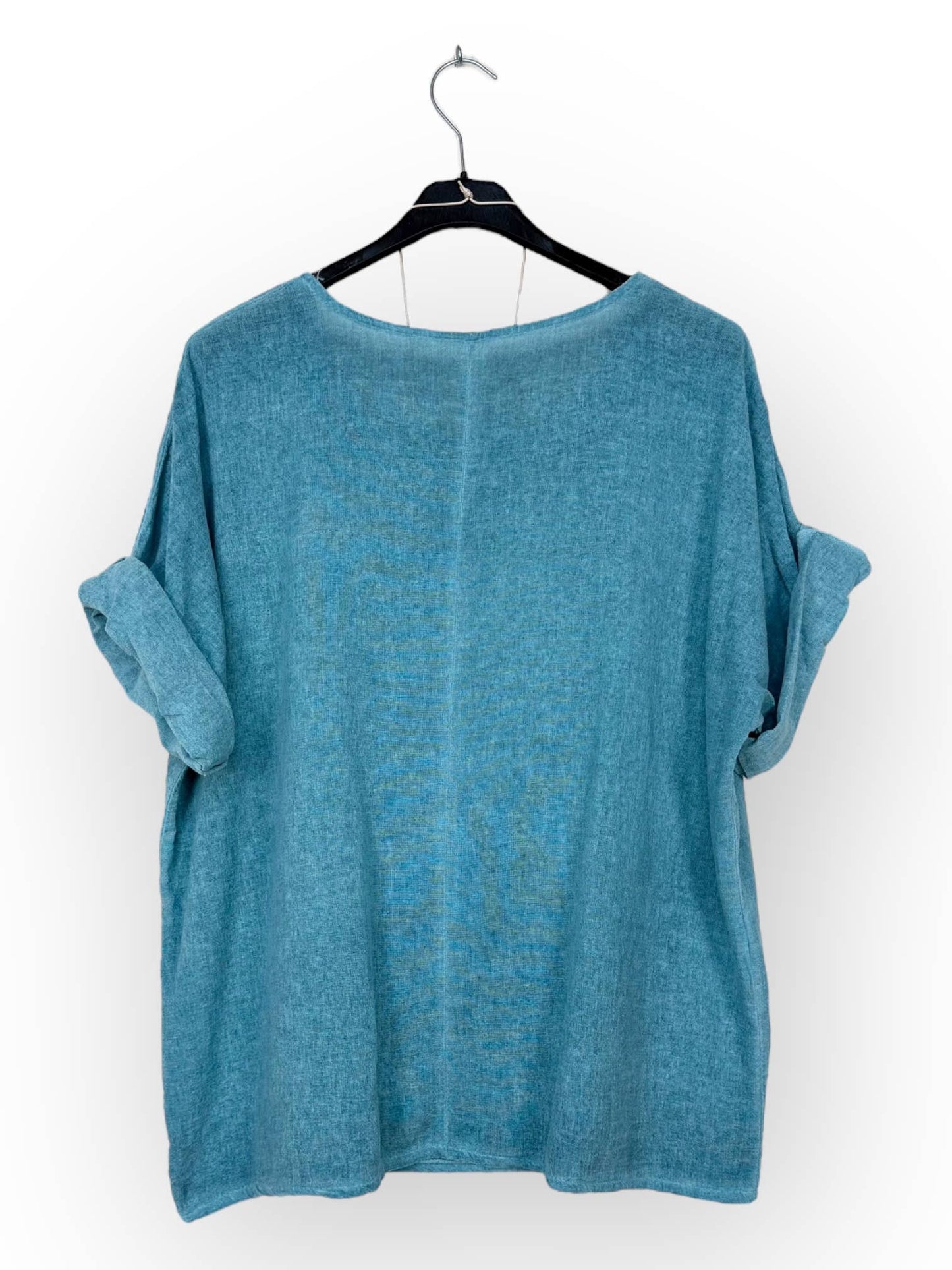 Washed cotton top with necklace Made in Italy