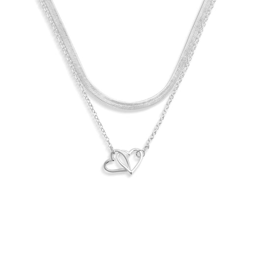 Layered Heart Silver Necklace Loving Memories The stories smiles & closeness shared will always live on in our hearts 18in by Demdaco
