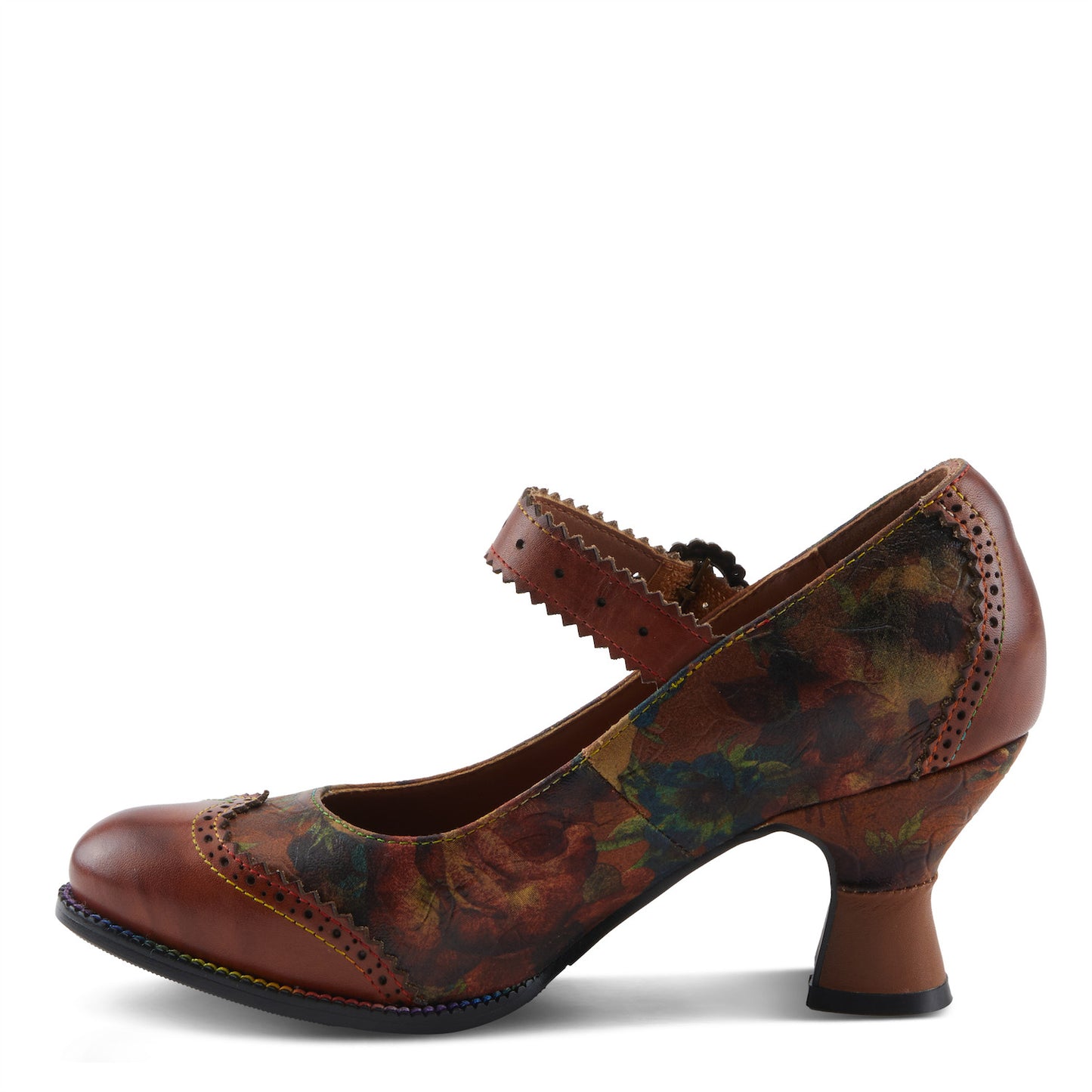 MACIAS-FLEUR Camel multi a timeless elegant baroque-inspired Mary Jane shoe by L`ARTISTE