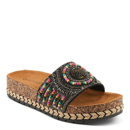 Swirla Black Multi Slide Sandal by Patrizia