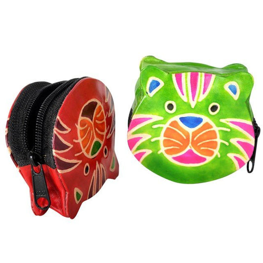 TIGER ZIPPER LEATHER COIN POUCH by Benjamin International