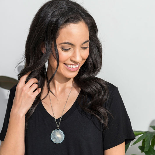 Painted Tide Pool Silver Pendant Necklace