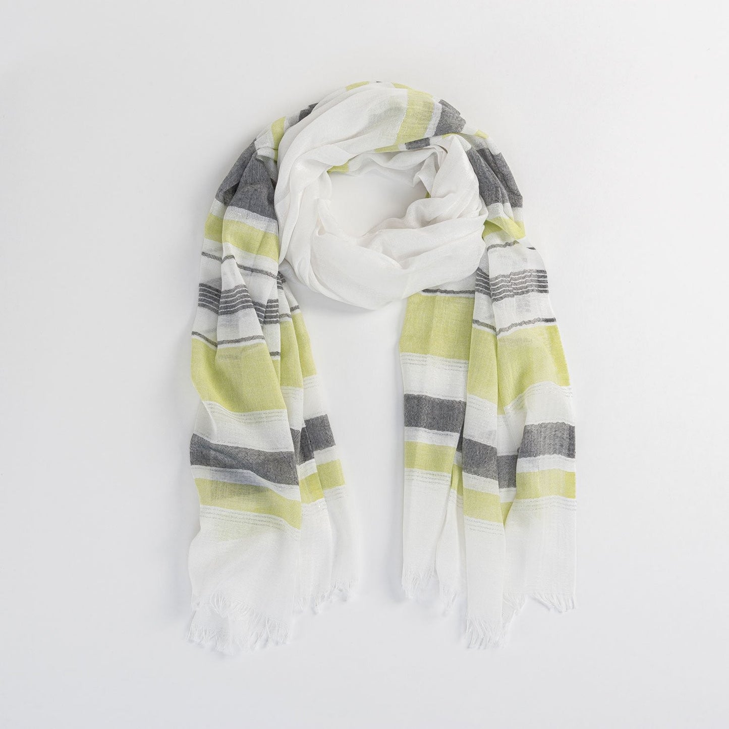 Lurex Stripe Frayed Hem Lightweight Scarf