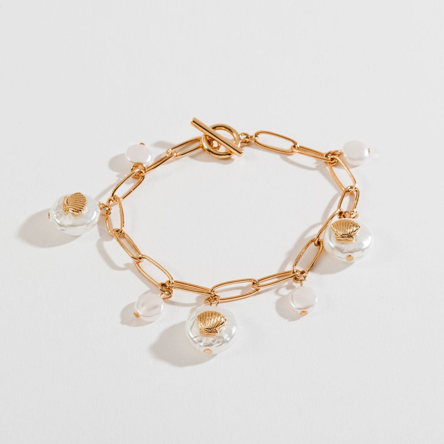 Pearl and Shell Charm Bracelet