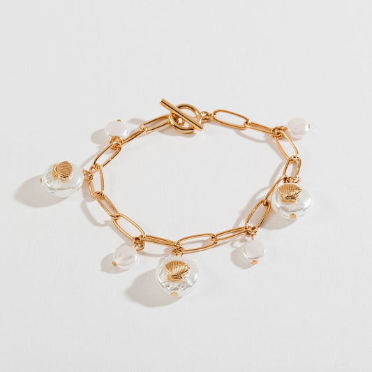 Pearl and Shell Charm Bracelet