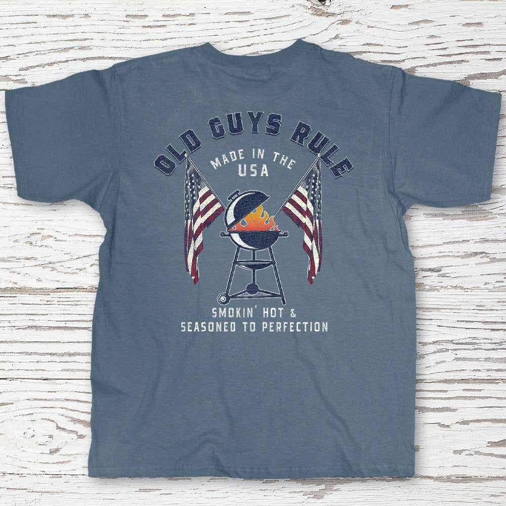 American BBQ Smokin' Hot & Seasoned To Perfection Men's Old Guys Rule -