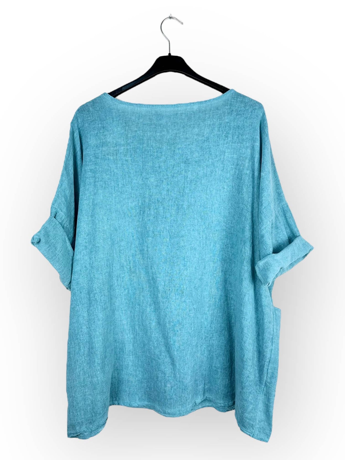 Plain top in linen and cotton with two pockets Made in Italy