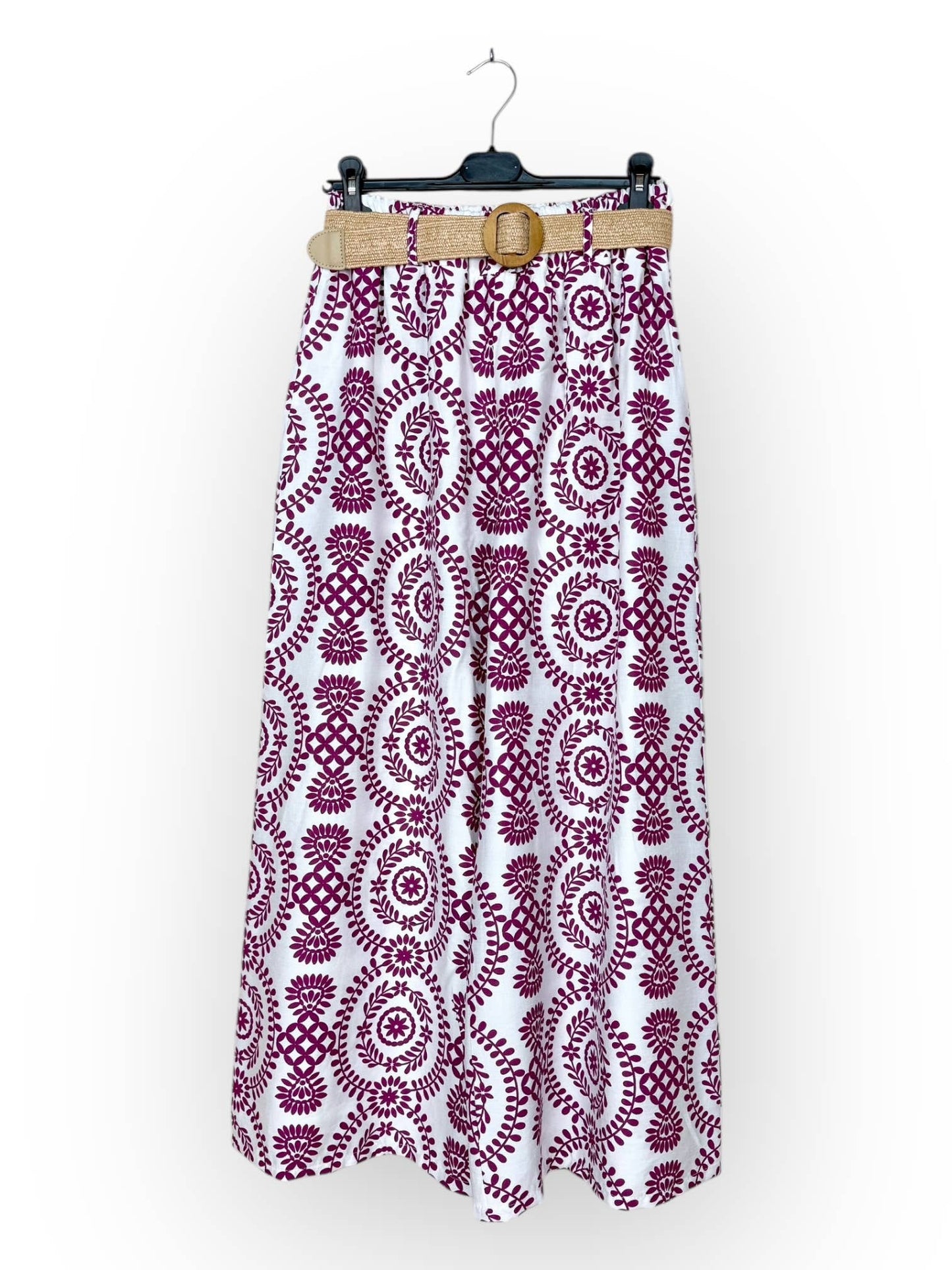 Wide-Leg Pants with Geometric Patterns Made in Italy