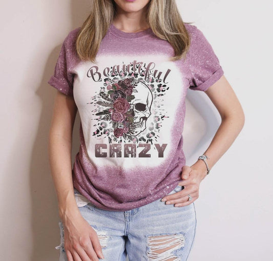Beautiful Crazy Bleached Graphic Short Sleeve Tee