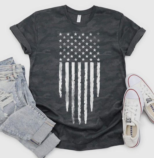 Camo American Flag Short Sleeve T-Shirt