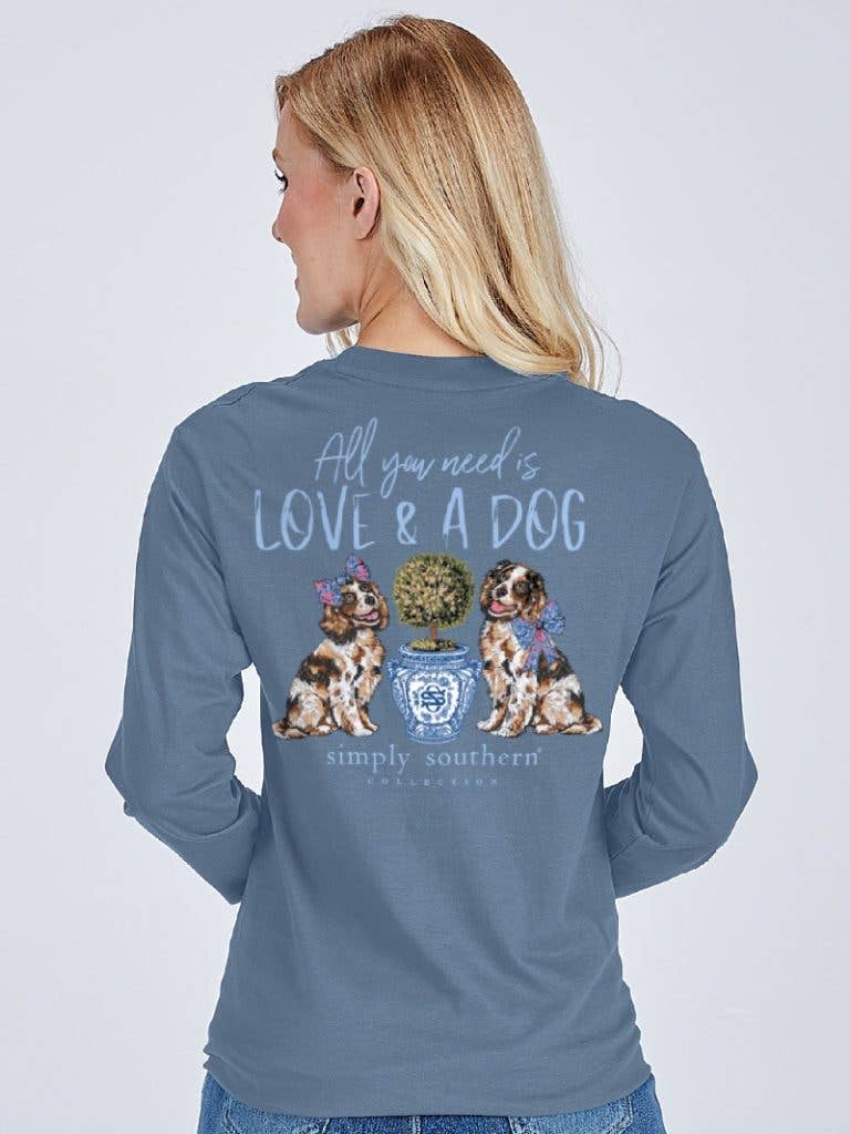 All you need is Love and a Dog LS-LOVE-ICELAND Blue Long Sleeve Tee by Simply Southern