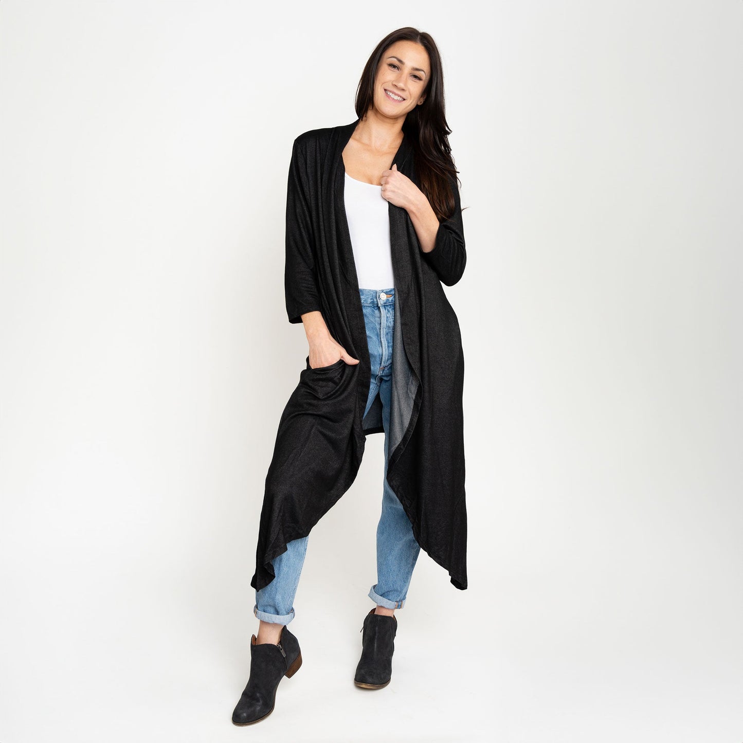 Diana Long Length 3/4 Sleeve Comfort Stretch Cardigan