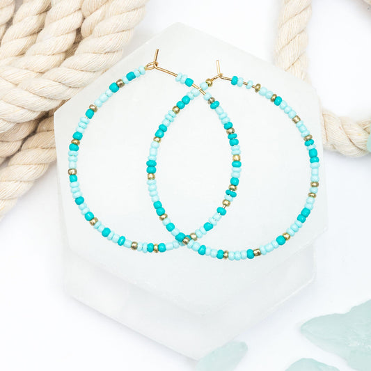 Ashli Beaded Drop Hoop Earrings