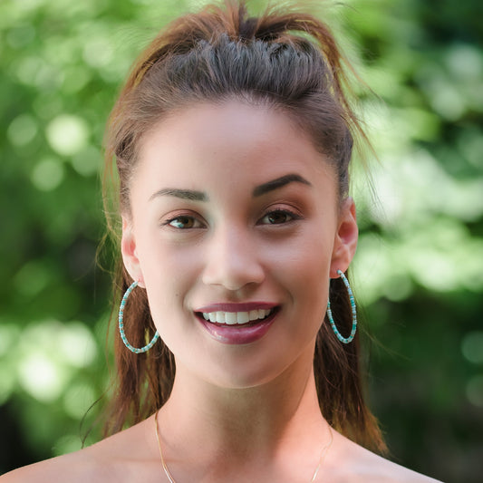 Ashli Beaded Drop Hoop Earrings