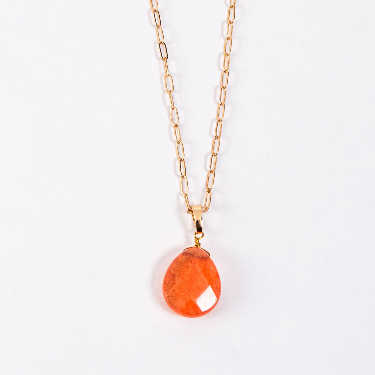 Faceted Red Sponge Coral 20" Pendant Necklace