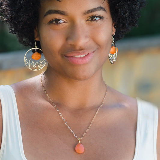 Faceted Red Sponge Coral 20" Pendant Necklace