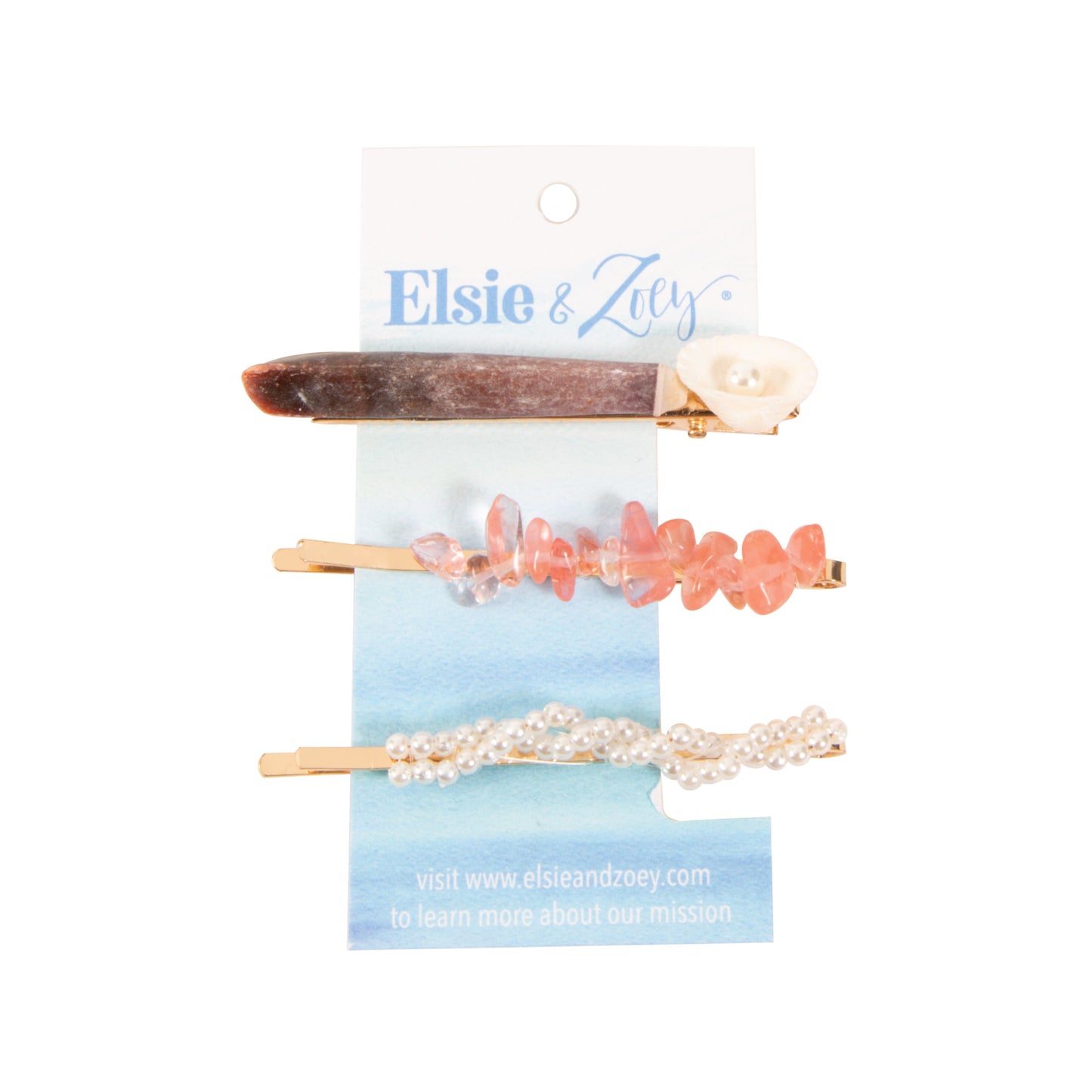 Apryl 3 Piece Blue Genuine Shell Fashion Hair Clips & Pin