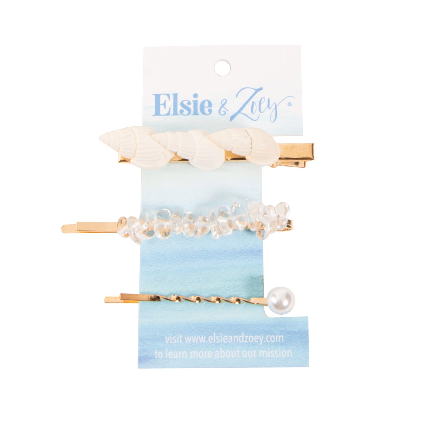 Apryl 3 Piece Blue Genuine Shell Fashion Hair Clips & Pin