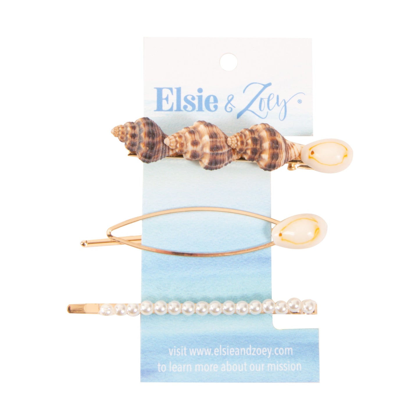 Apryl 3 Piece Blue Genuine Shell Fashion Hair Clips & Pin