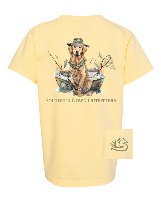 Dog in Boat Youth Southern Down Outfitters Short Sleeve Tee